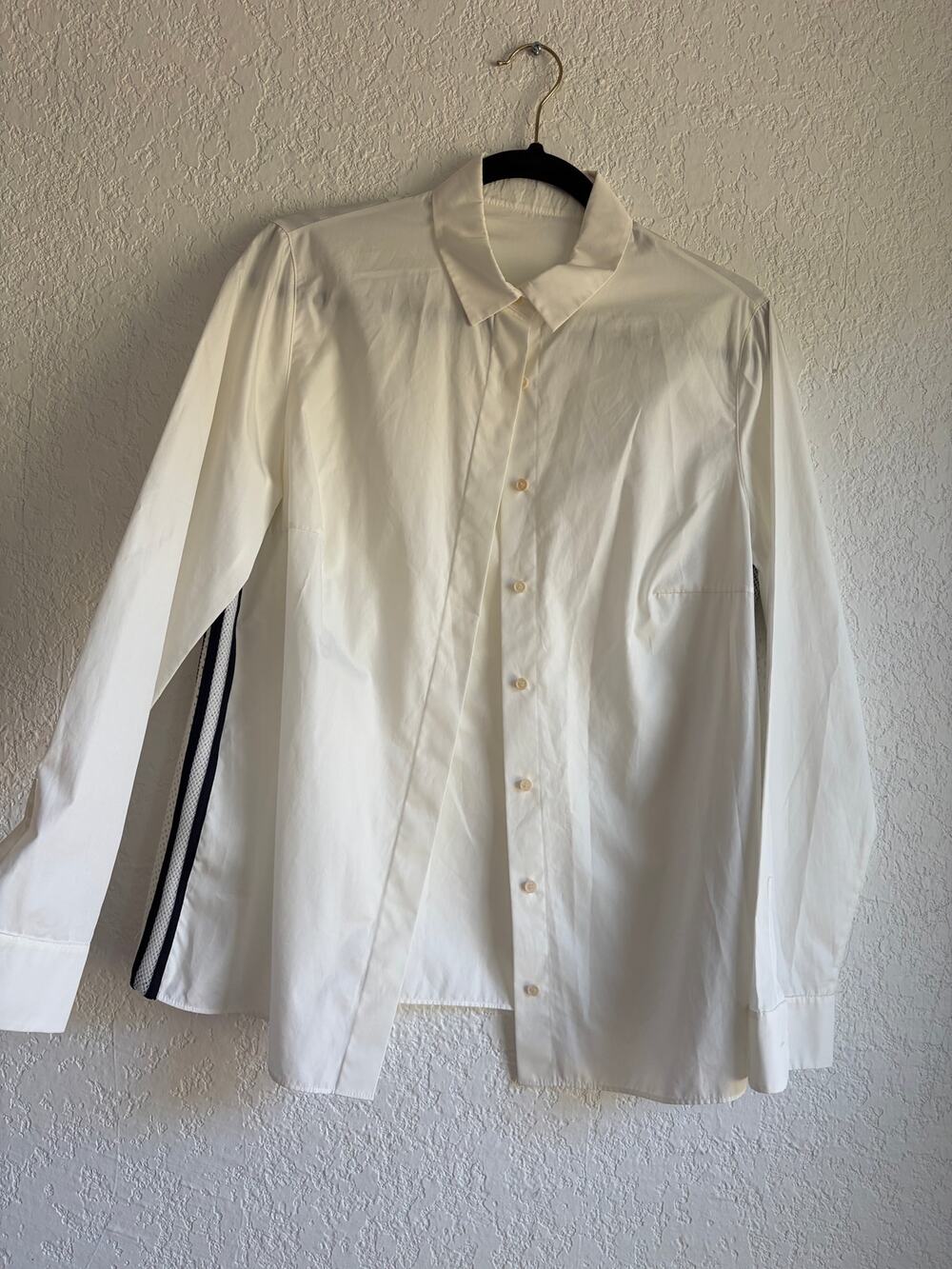 AKRIS | Swiss Designer White Cotton Poplin Button-Up w Mesh